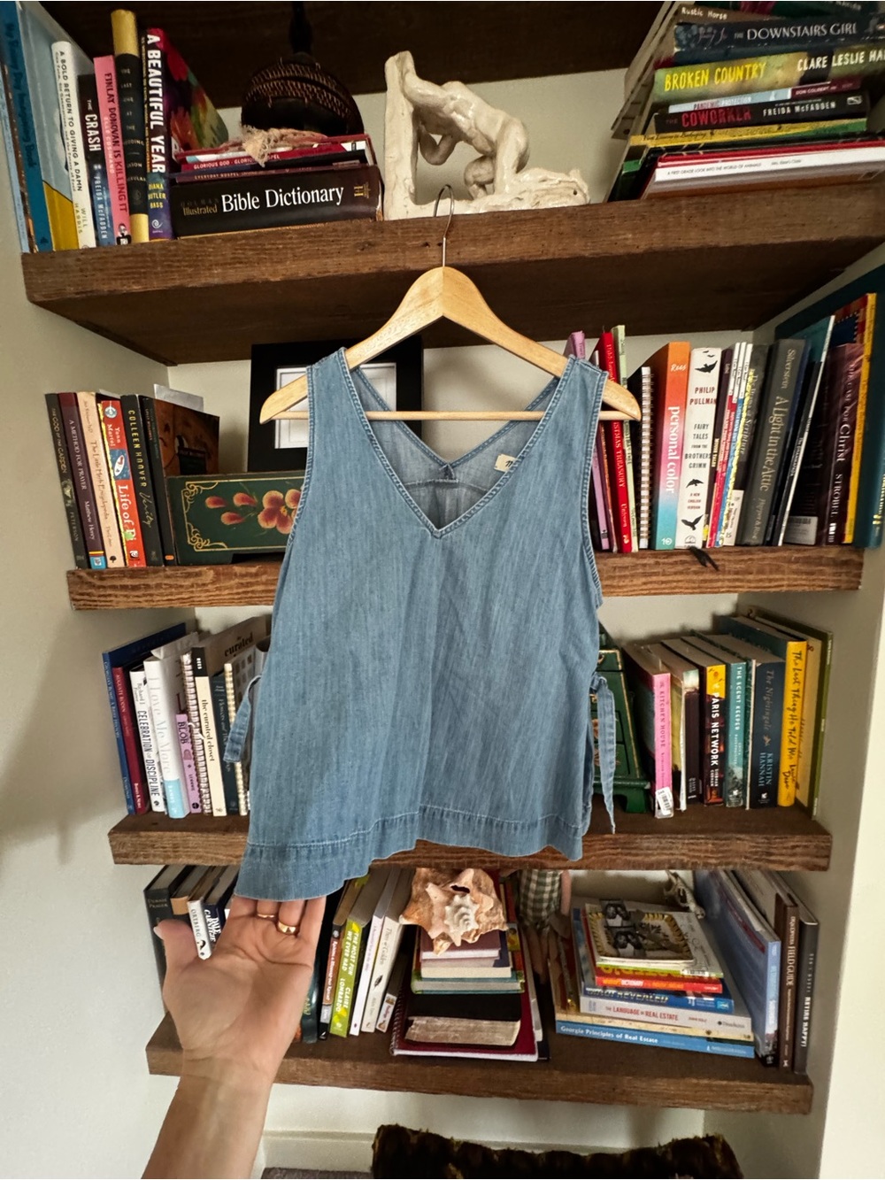 Madewell Light Blue Denim V-Neck Tank with Side Ties